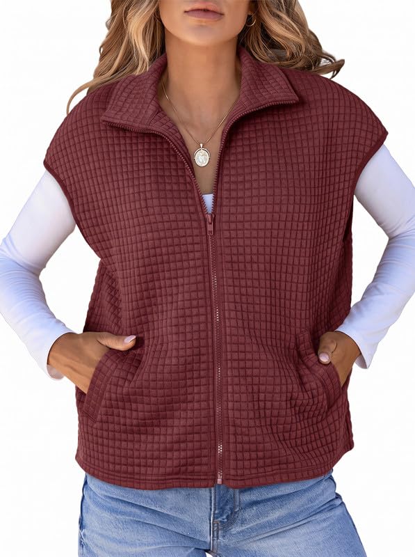 Dokotoo Womens Vest Tops 2026 Fall Cap Sleeve Waffle Knit Vests