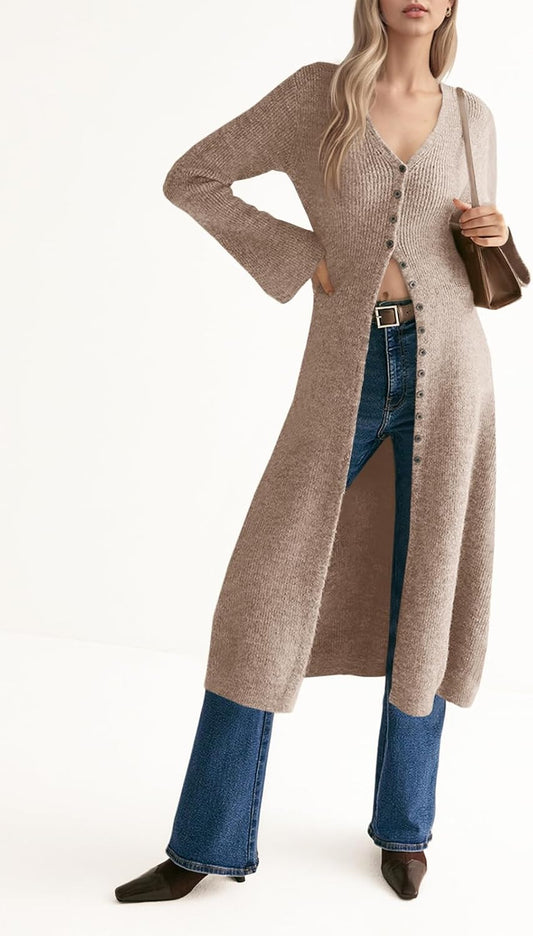 Saodimallsu Womens Long Cardigan Sweaters Button Down Midi Knit Dress