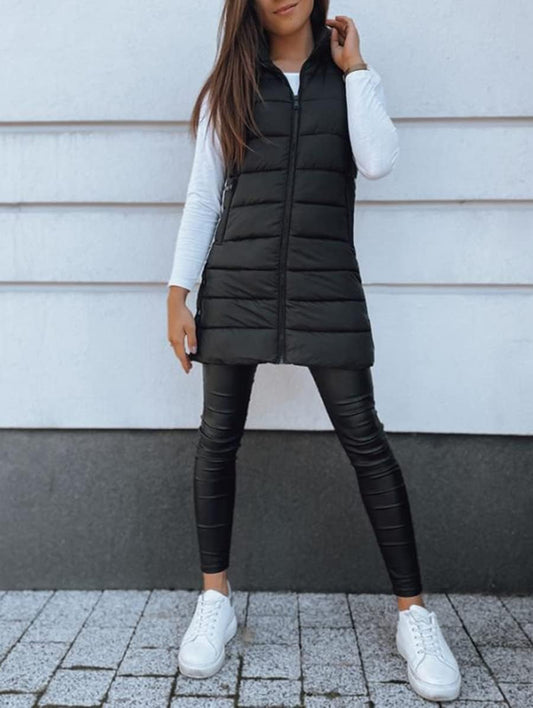 Veatzaer Women Long Vest Sleeveless Hood Winter Puffer Vest Outwear