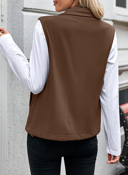 Dokotoo Women's Fleece Vest Outerwear Sleeveless Zip Jackets with Pocket