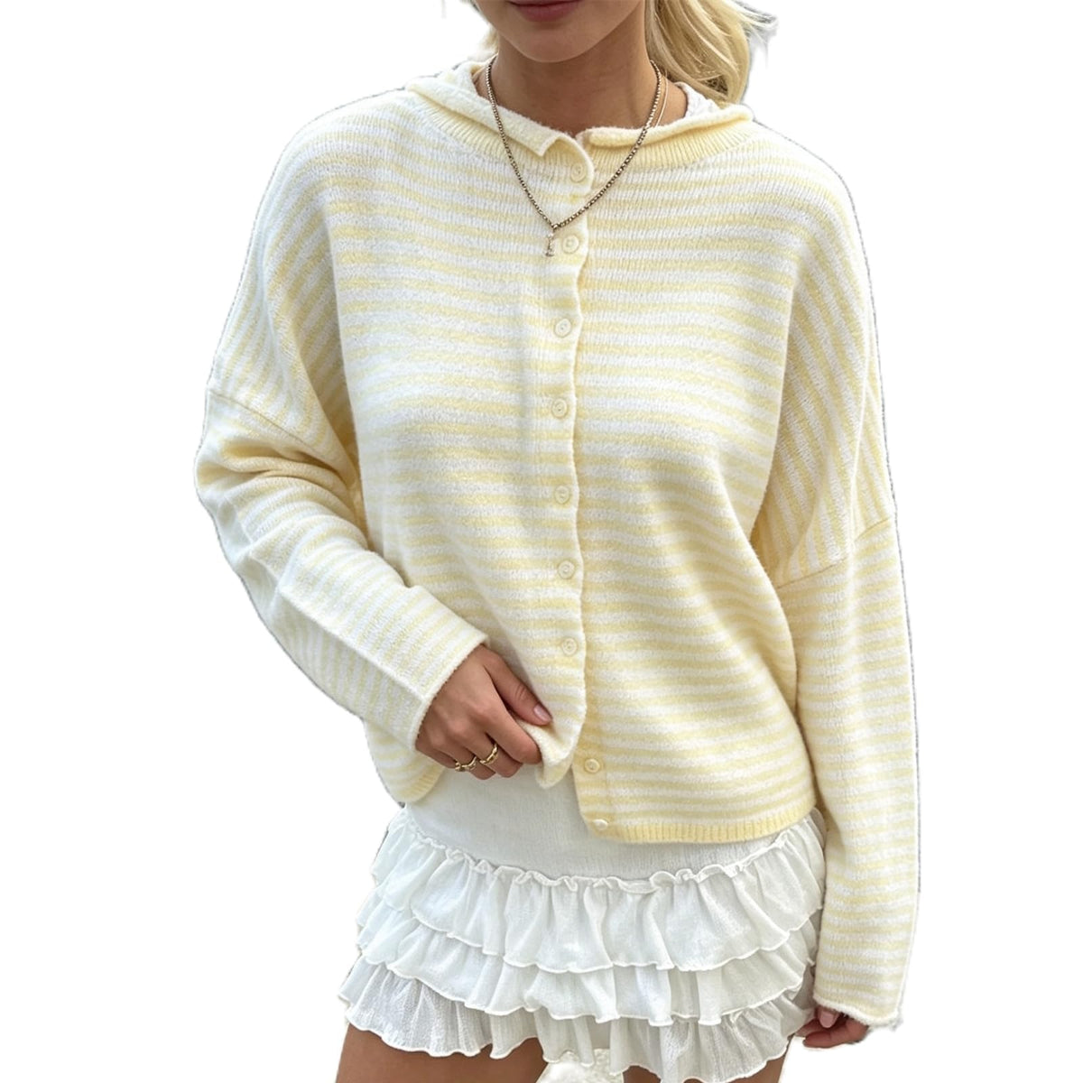 Women Knit Cardigan Sweaters Long Sleeve Button Down Loose Top