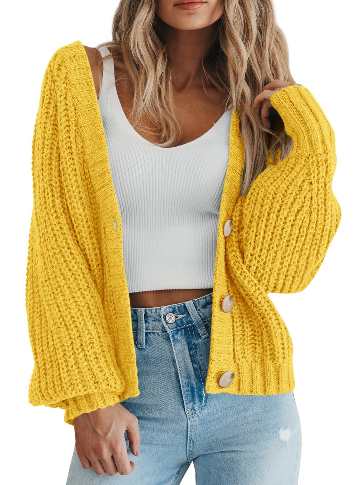 PRETTYGARDEN Women's Chunky Knit Open Front Cardigan Sweaters Fall Outfits