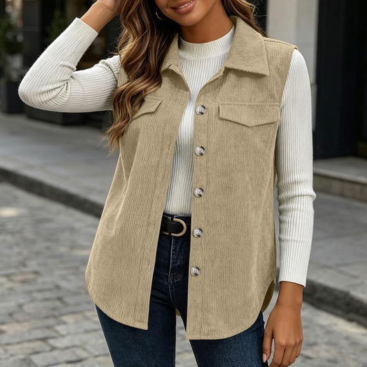 Corduroy Vest Women Lightweight Sleeveless Corduroy Jacket