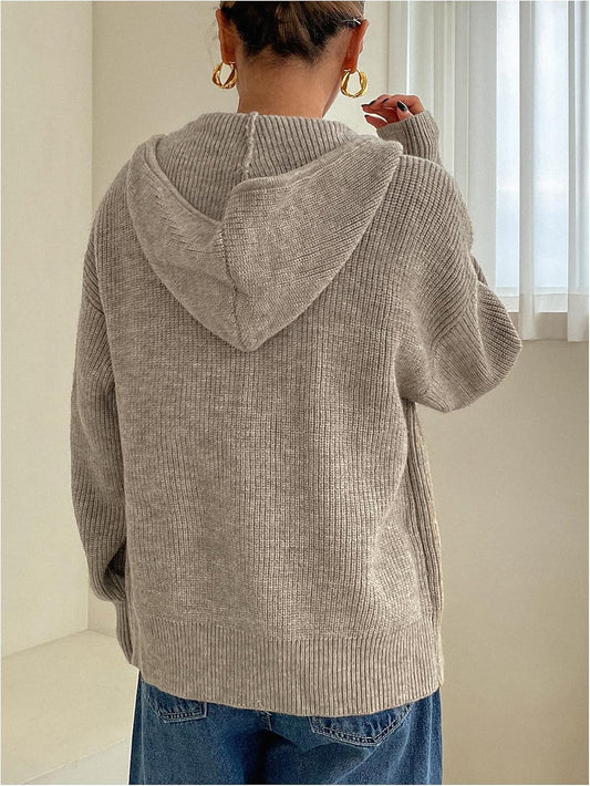 SOLY HUX Zip Up Cardigan for Women Hooded Knit Sweater Jackets