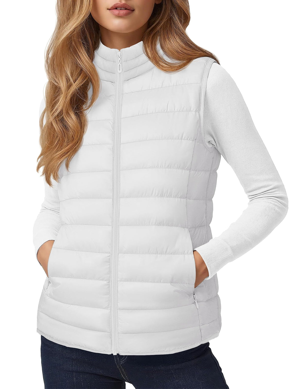 YUCOLEN Women's Quilted Puffer Vest Lightweight Sleeveless Puffy Jacket