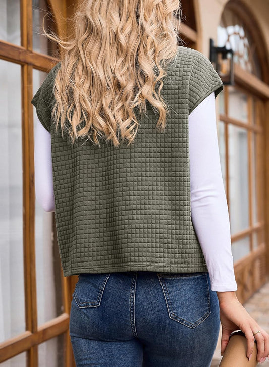 Dokotoo Womens Vest Tops 2026 Fall Cap Sleeve Waffle Knit Vests