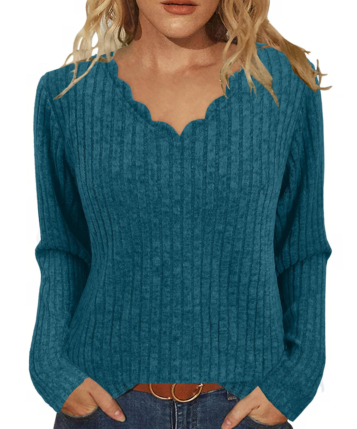 JomeDesign Womens Sweaters Casual Long Sleeve V Neck Lightweight Tunic