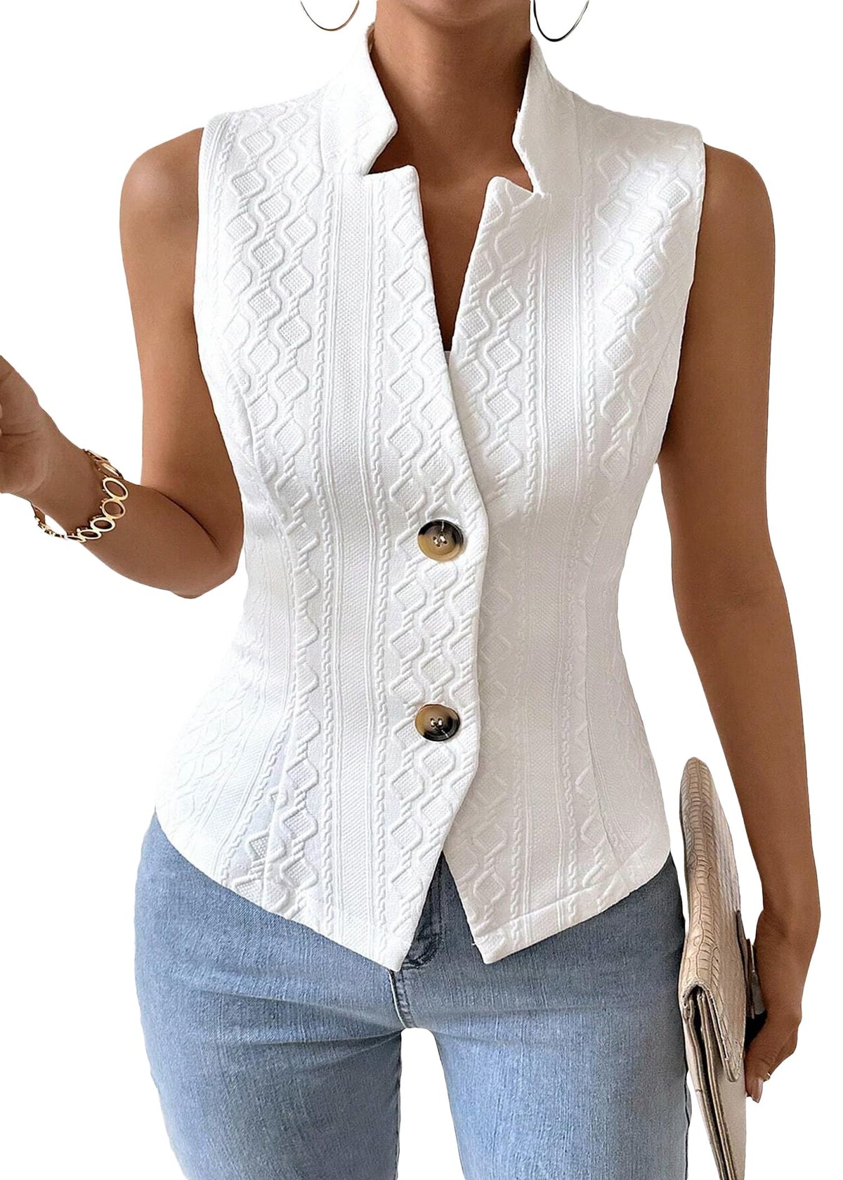 Mina Self Women's Sleeveless Sweater Vest,Knit Stretchy Dressy Casual Top