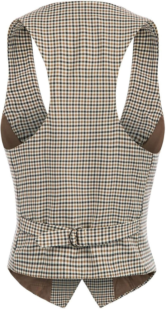 GRACE KARIN Women's Suit Vest Top, Dressy Casual Sleeveless Button Waistcoat, Fromal Steampunk Blazer for Work Office