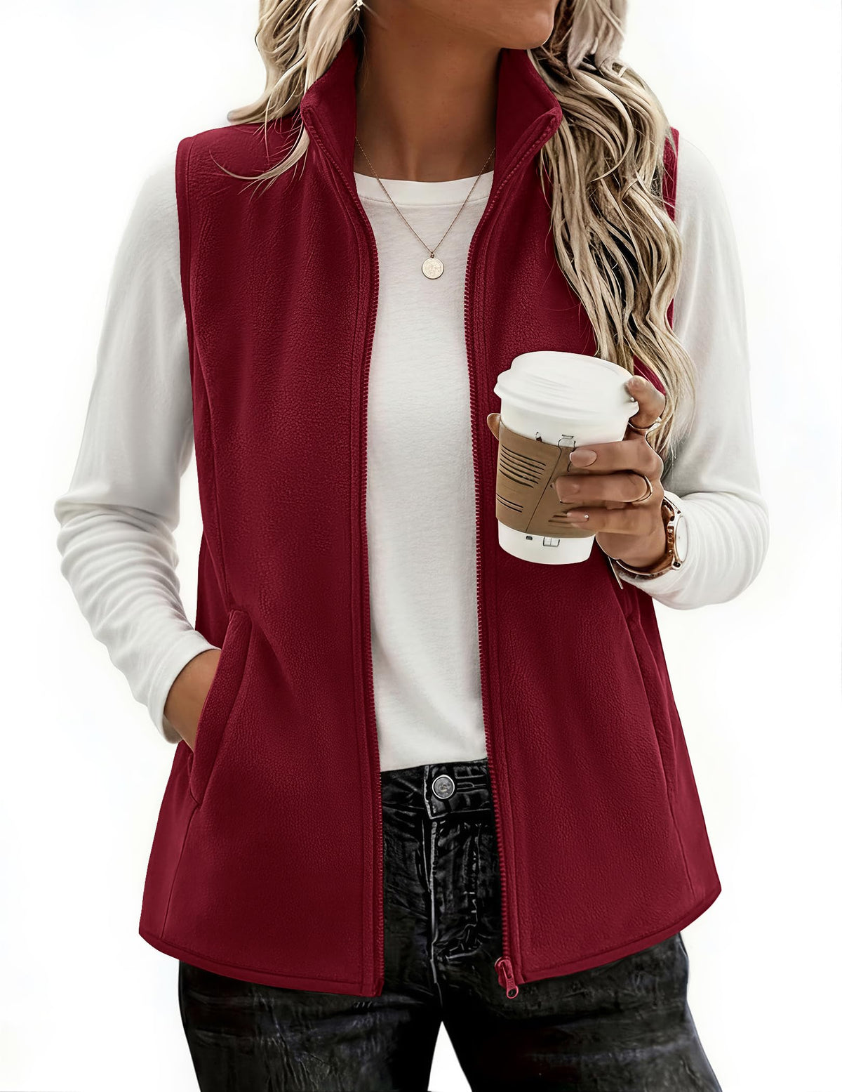 Zeagoo Womens Outerwear Vests With Pockets Zipper Sleeveless Fleece Jackets