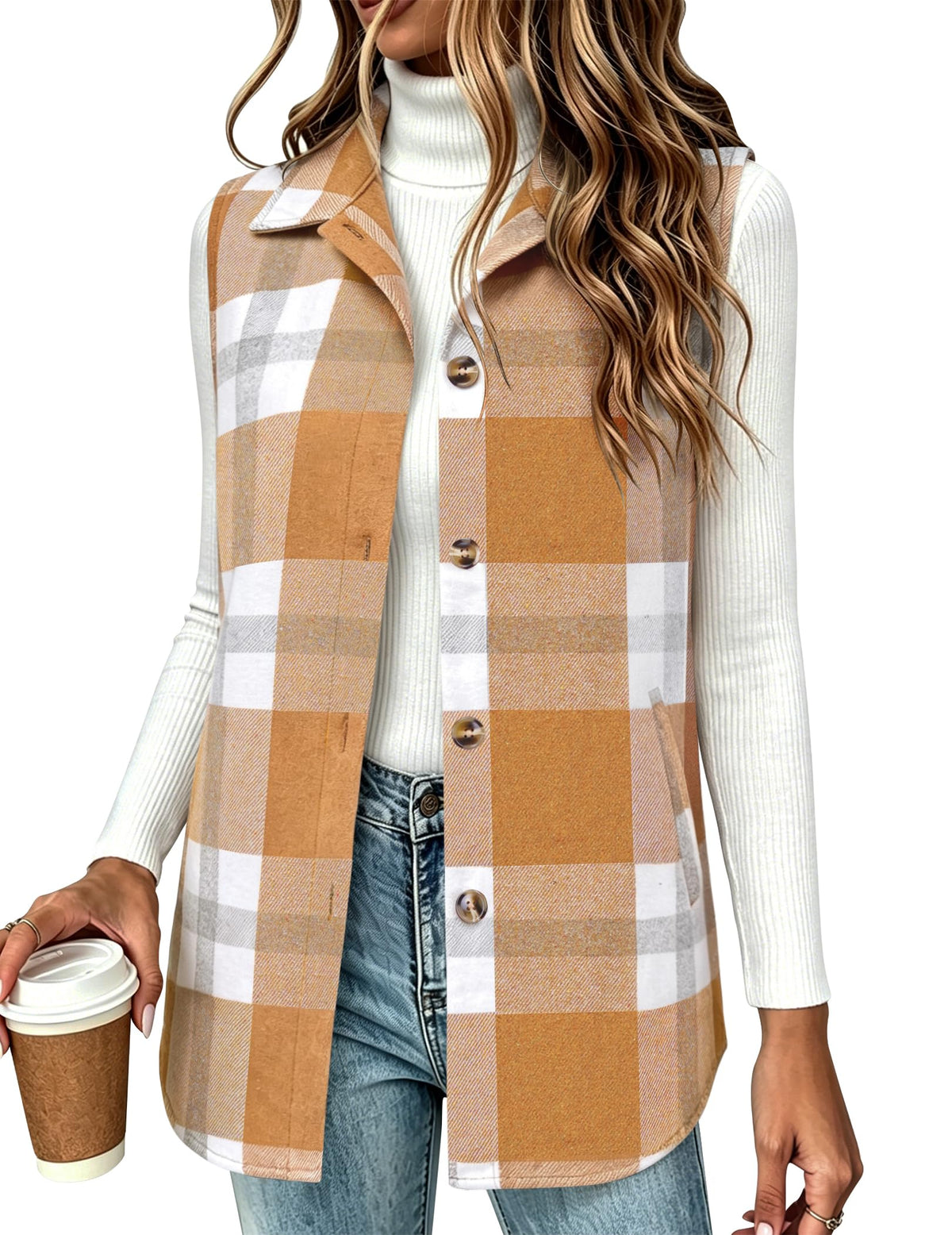 Zeagoo Plaid Vest for Women Flannel Jackets Sleeveless Button Down Shirts
