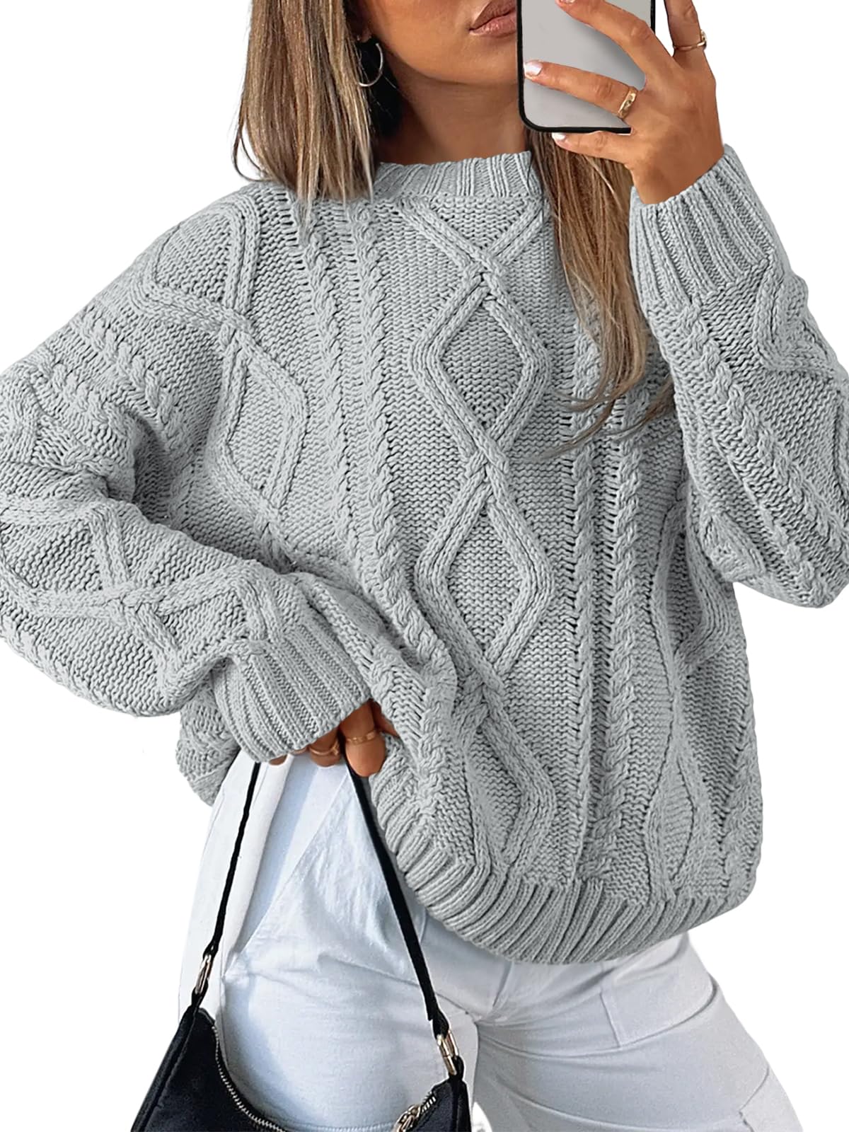 Trendy Queen Women's Oversized Cable Knit Sweaters 2026 Fall Outfits