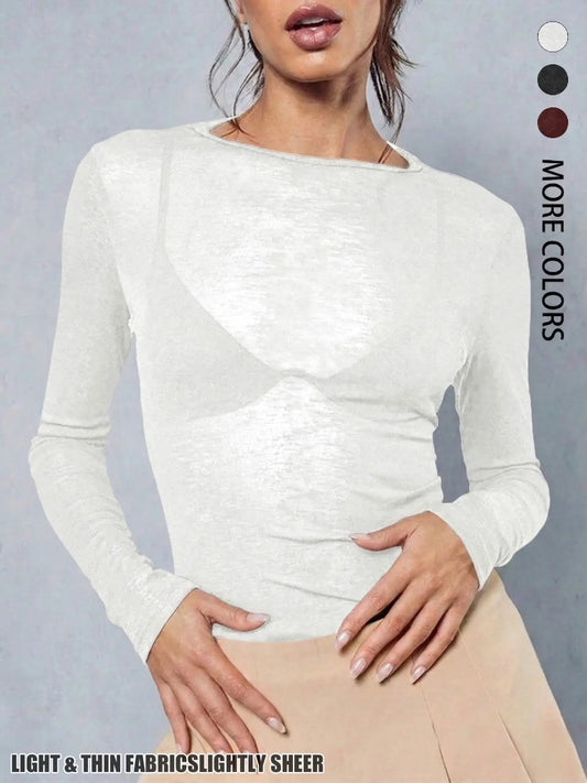 Women's Knitted Fabric Sweater Top, Long Sleeve Stylish Warm Knitwear for Casual Outings, Cozy Winter Fashion for Ladies Womenswear Knitting
