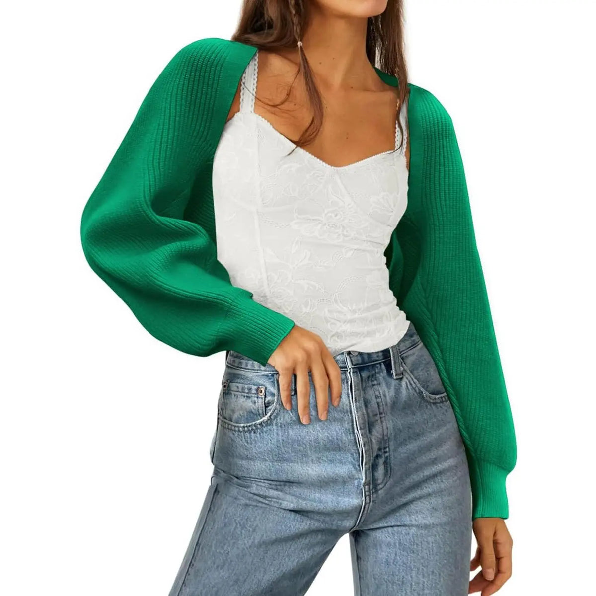 Women's 2025 Trend Hit Bolero Shrug Cardigan, Knitted Long Sleeve, Open Front, Cropped Cut, Sweaters for Women, Y2K Tops, Sohochic