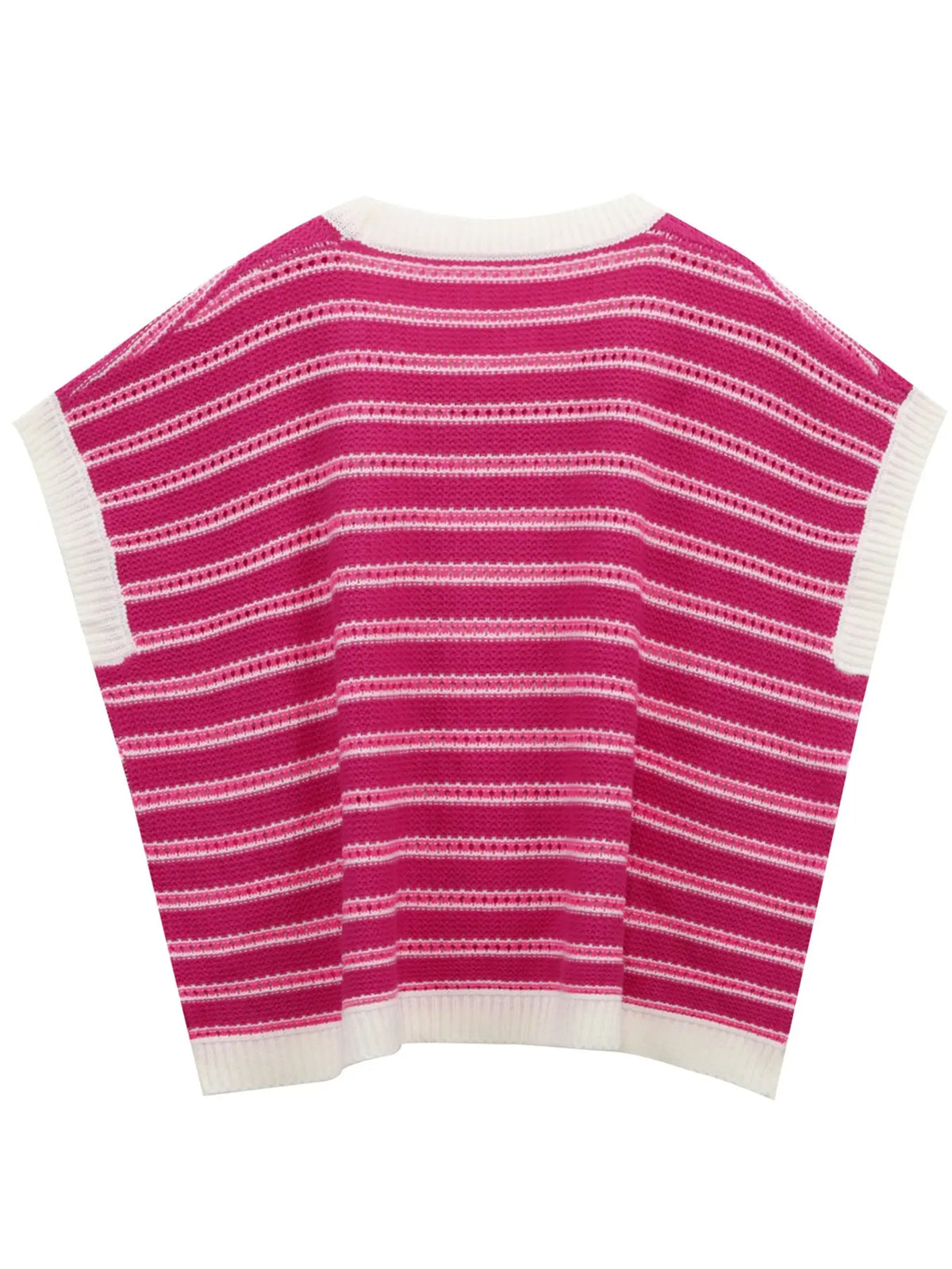 Women's Striped Knit Vest, Casual Loose Fit Sleeveless Top, Sleeveless Fashion Apparel, Spring Summer Fashion, Elegant & Comfortable, Random Stripe Pattern