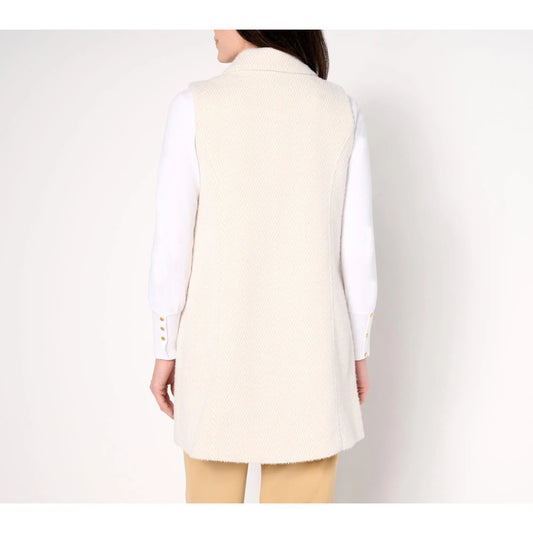GRAVER Susan Graver Petite Knit Jacquard Duster Vest