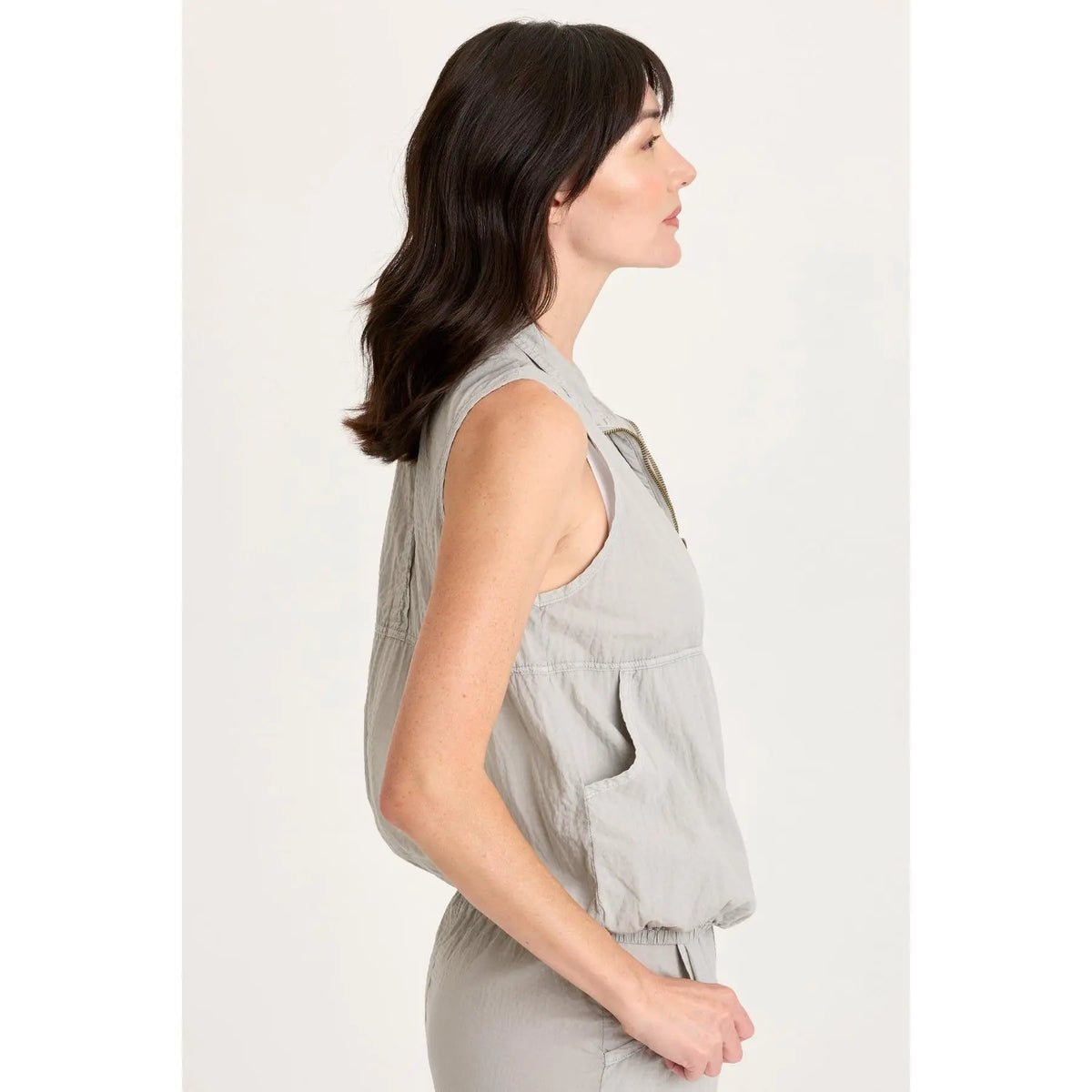 Women's Tallis Textured Zip-Front Vest, Lady's Fitted Fabric Top with Sporty-Casual Style