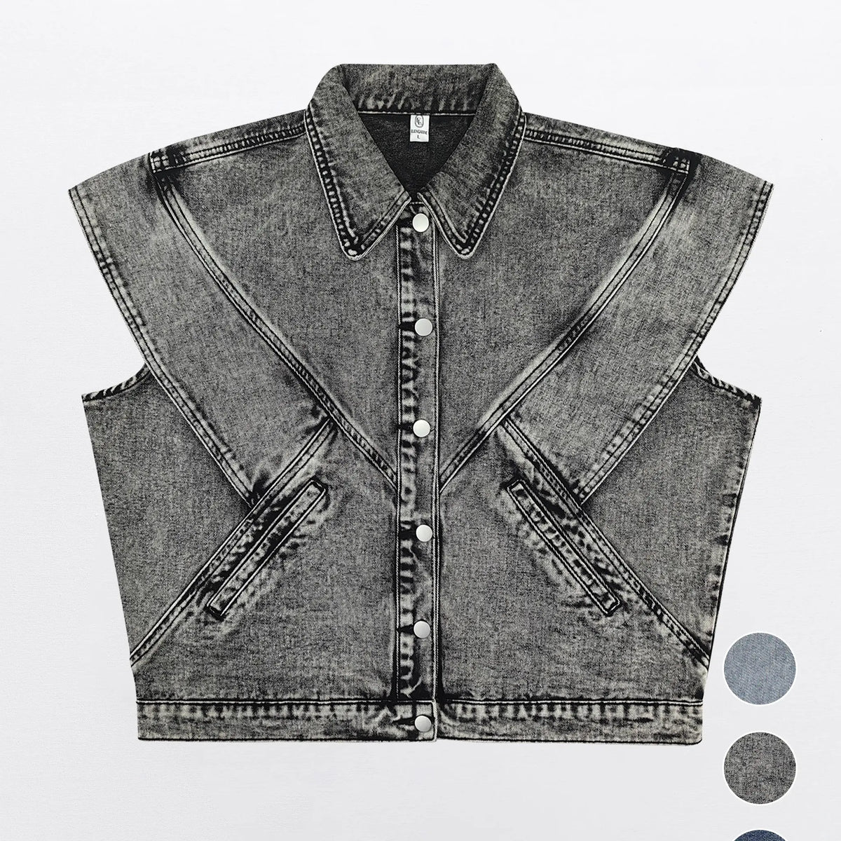 Women's Plus Size Boho Denim Vest - Boho Clothing, Wide Shoulders, Casual Rounded Collar, Sleeveless Freedom, Button-Front Style, Slit Pockets, Minimalist Layer Over Tees for Instant Polish Jacket