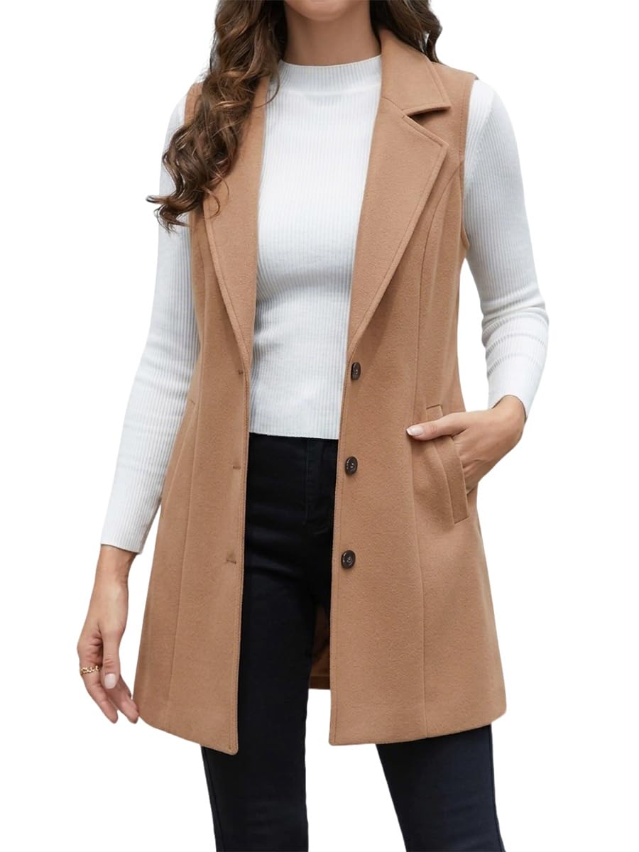IDEALSANXUN Plaid Vest for Women Fall Winter Sleeveless Blazer Jackets