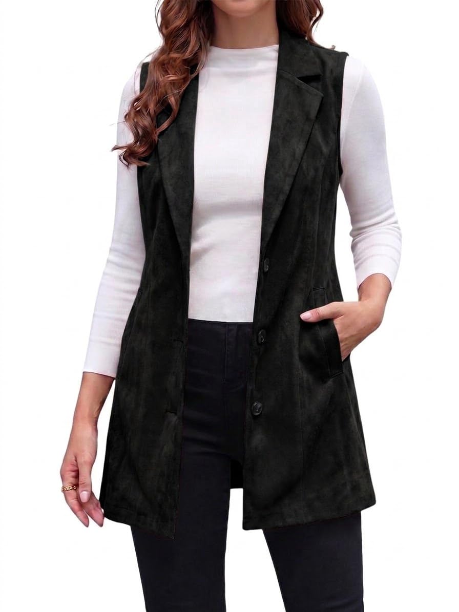 IDEALSANXUN Plaid Vest for Women Fall Winter Sleeveless Blazer Jackets