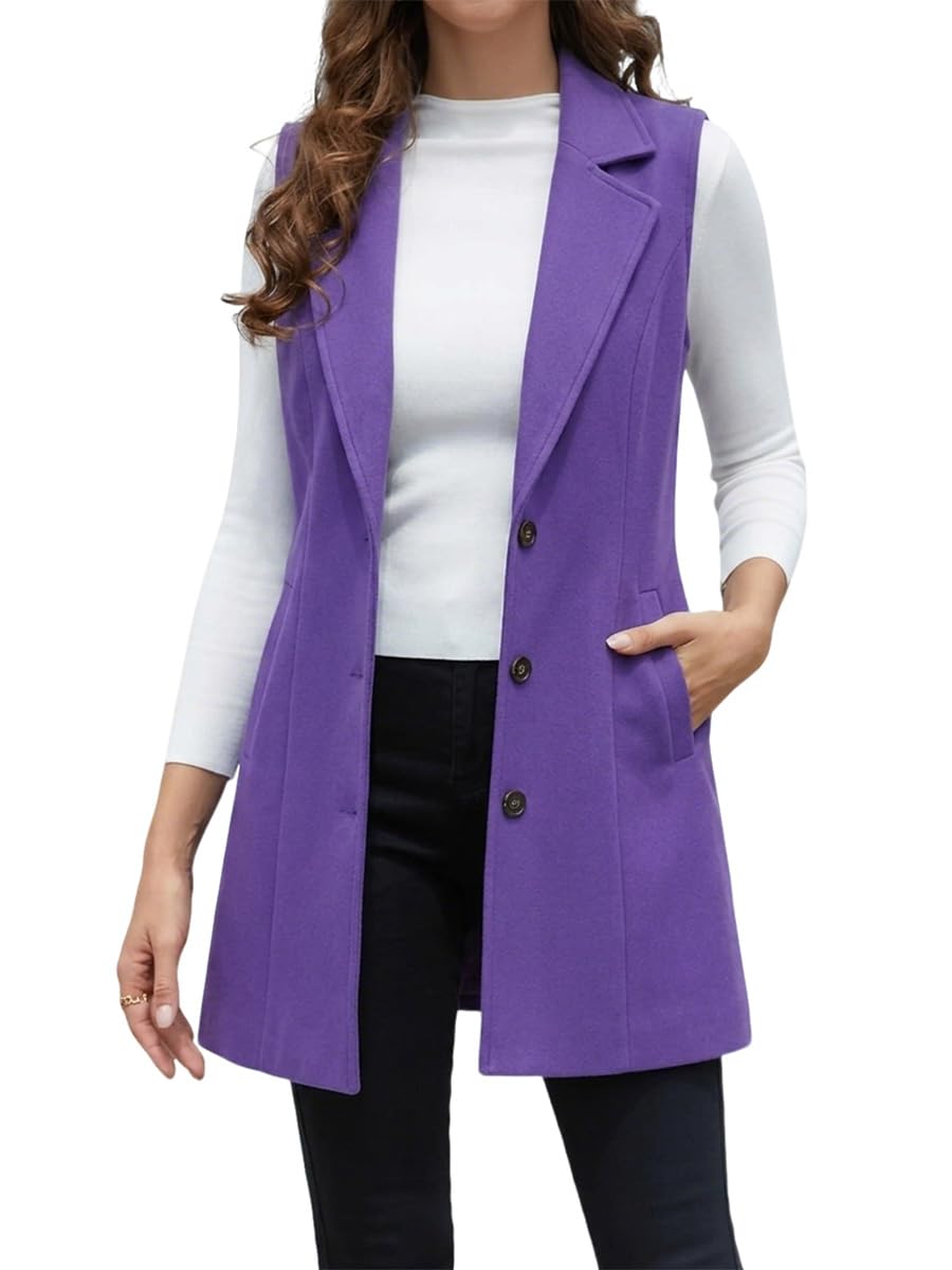 IDEALSANXUN Plaid Vest for Women Fall Winter Sleeveless Blazer Jackets