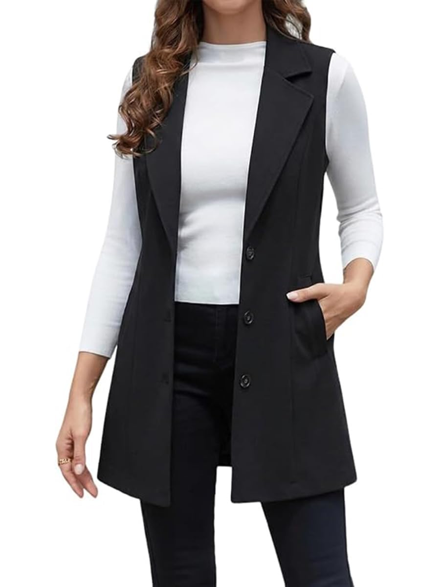 IDEALSANXUN Plaid Vest for Women Fall Winter Sleeveless Blazer Jackets