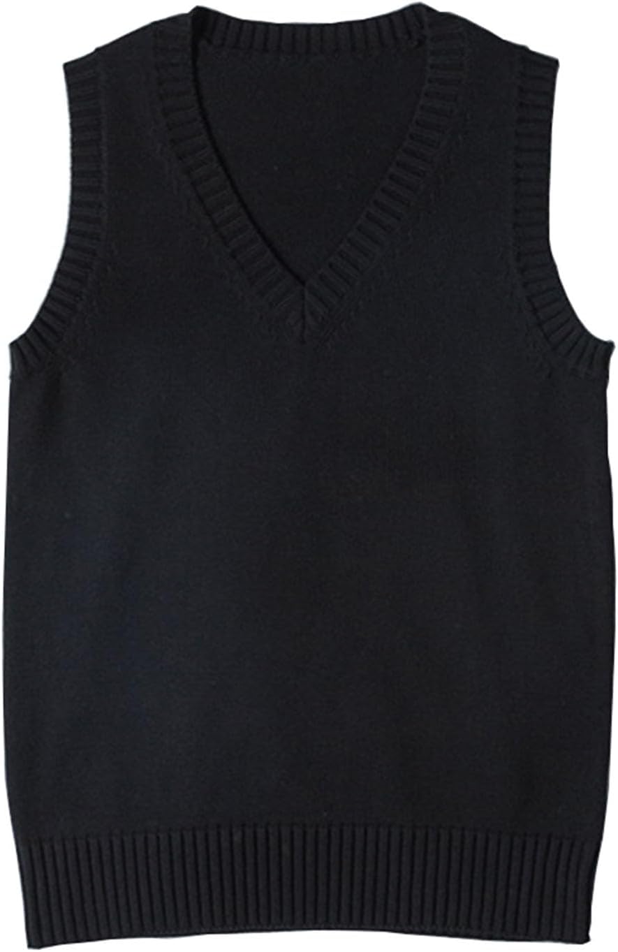 ZUEVI Women's Sweater Vest Classic V Neck Uniform Pullover Knitwear Tops