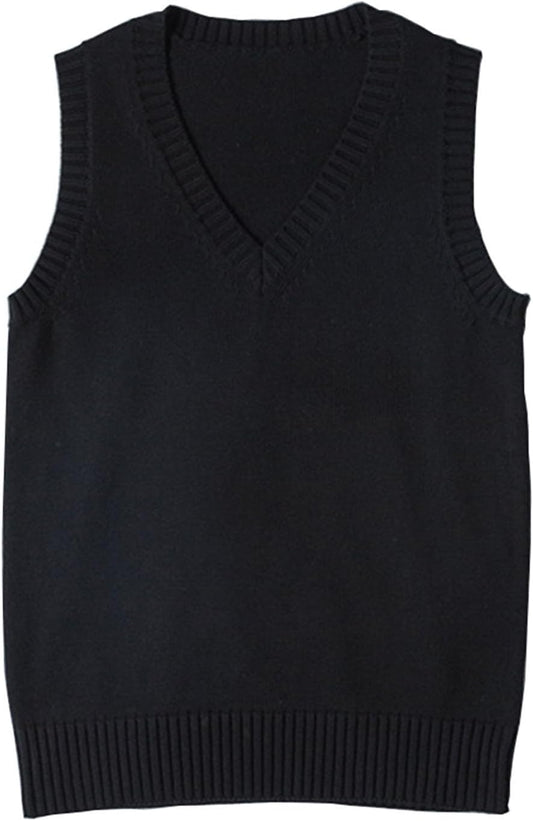 ZUEVI Women's Sweater Vest Classic V Neck Uniform Pullover Knitwear Tops