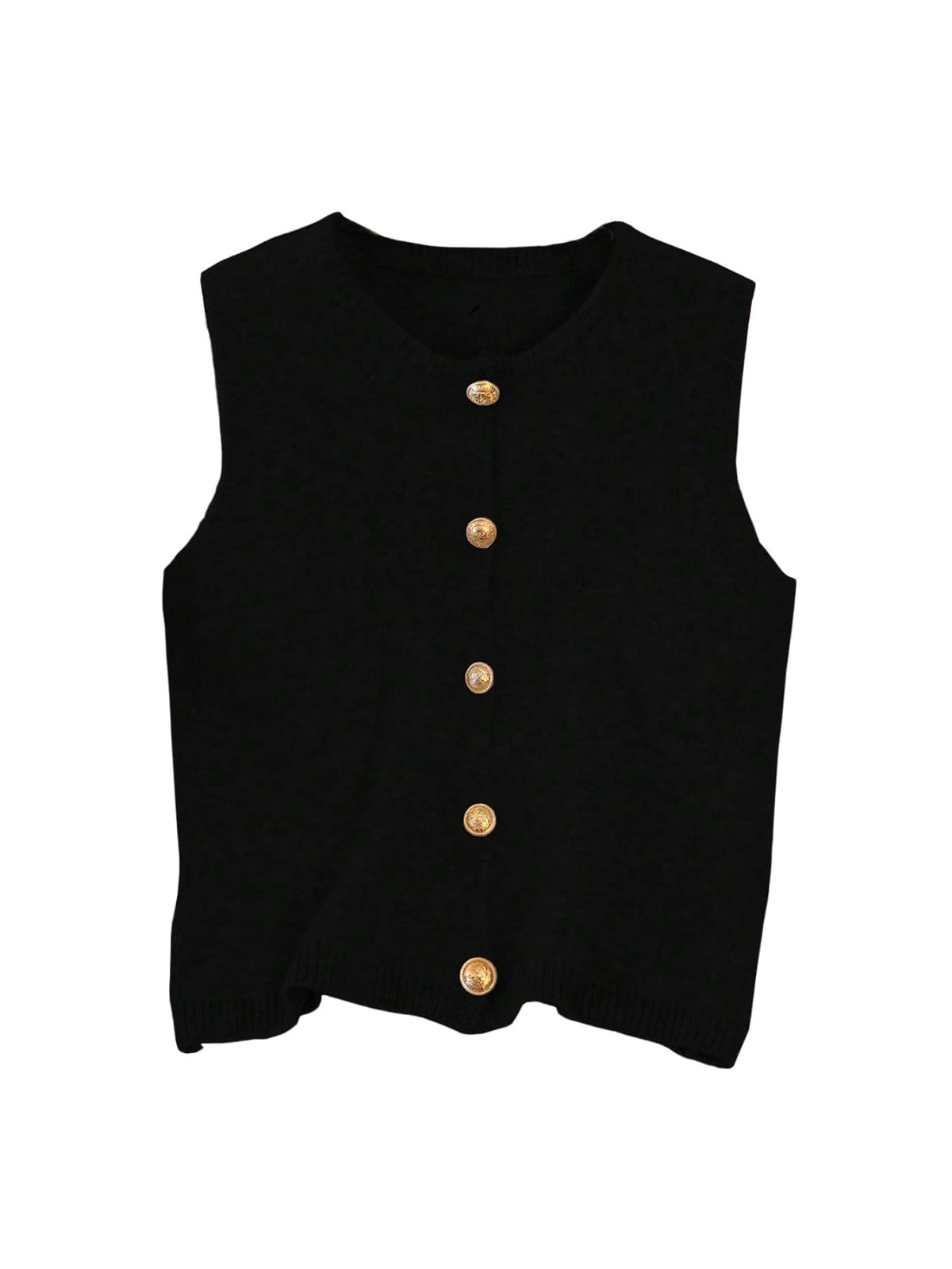 RoseSeek Women's Button Down Sweater Vest Sleeveless Crewneck Knit Knitwear