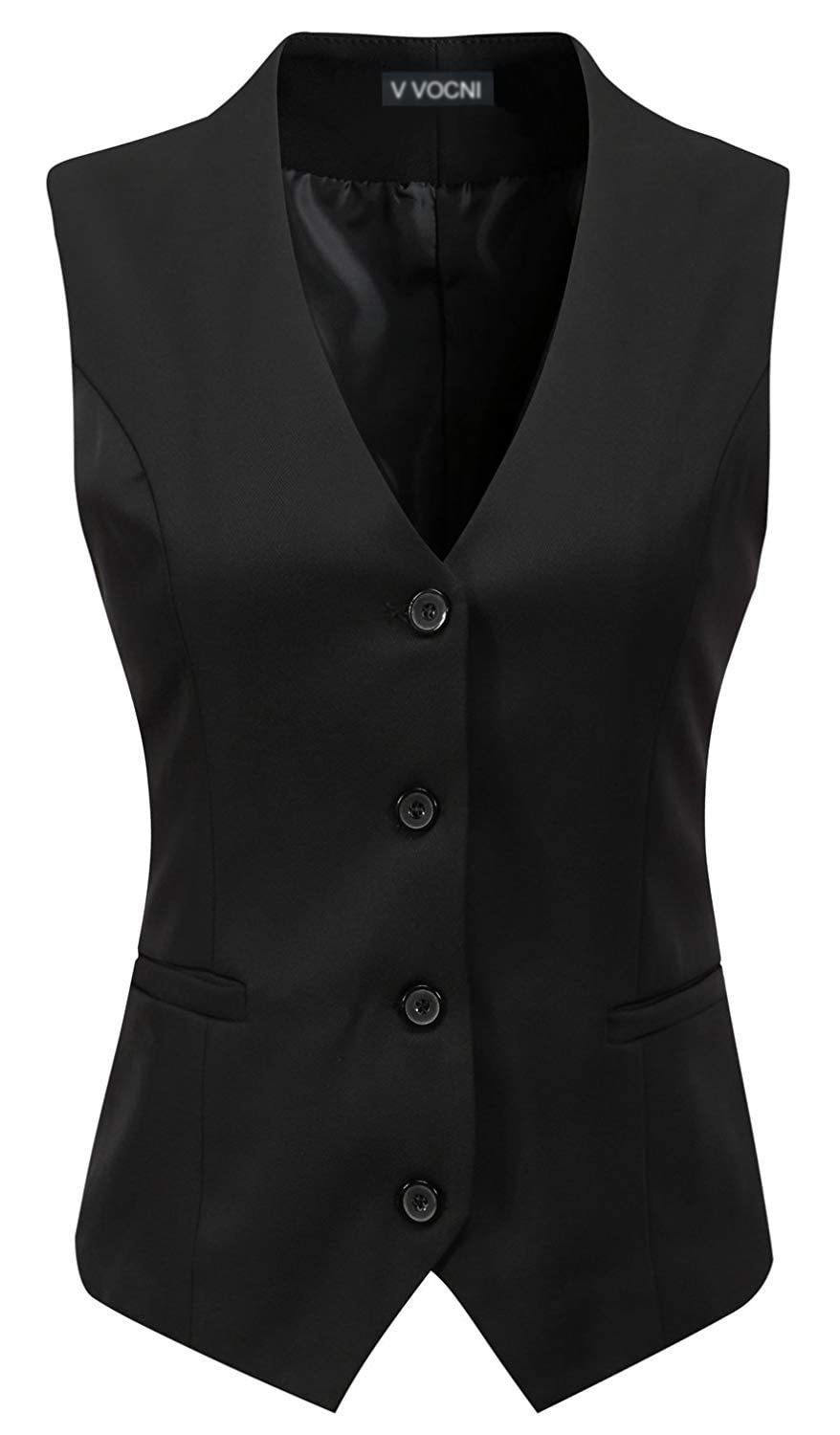 V VOCNI Women's Fully Lined 4 Button Dressy Suit Vest Waistcoat