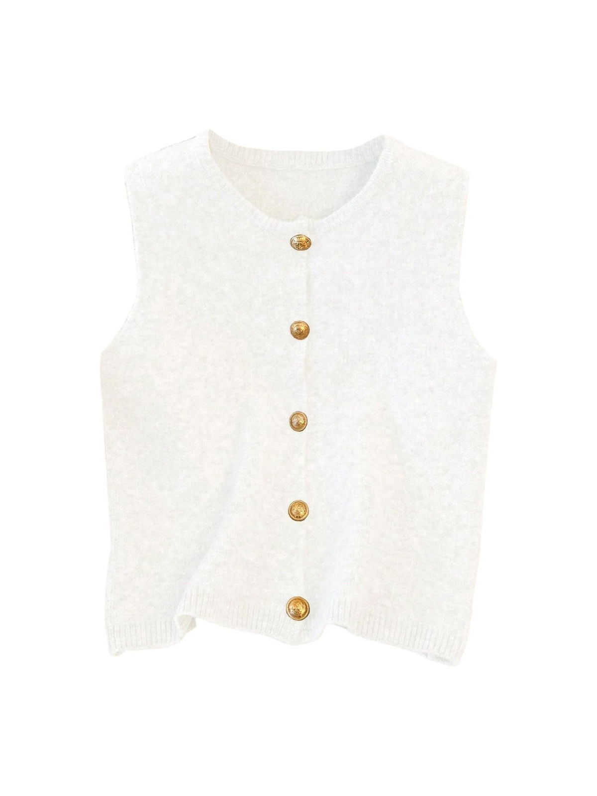 RoseSeek Women's Button Down Sweater Vest Sleeveless Crewneck Knit Knitwear