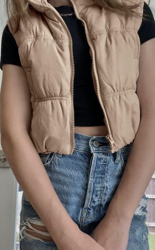 SySea Women's Crop Puffer Vest Zip Up Sleeveless Outerwear Padded Coat
