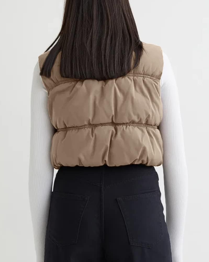 SySea Women's Crop Puffer Vest Zip Up Sleeveless Outerwear Padded Coat