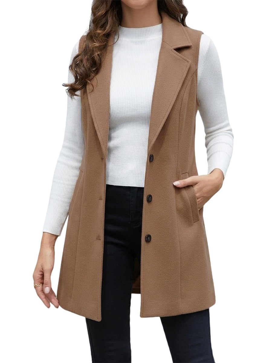 IDEALSANXUN Plaid Vest for Women Fall Winter Sleeveless Blazer Jackets