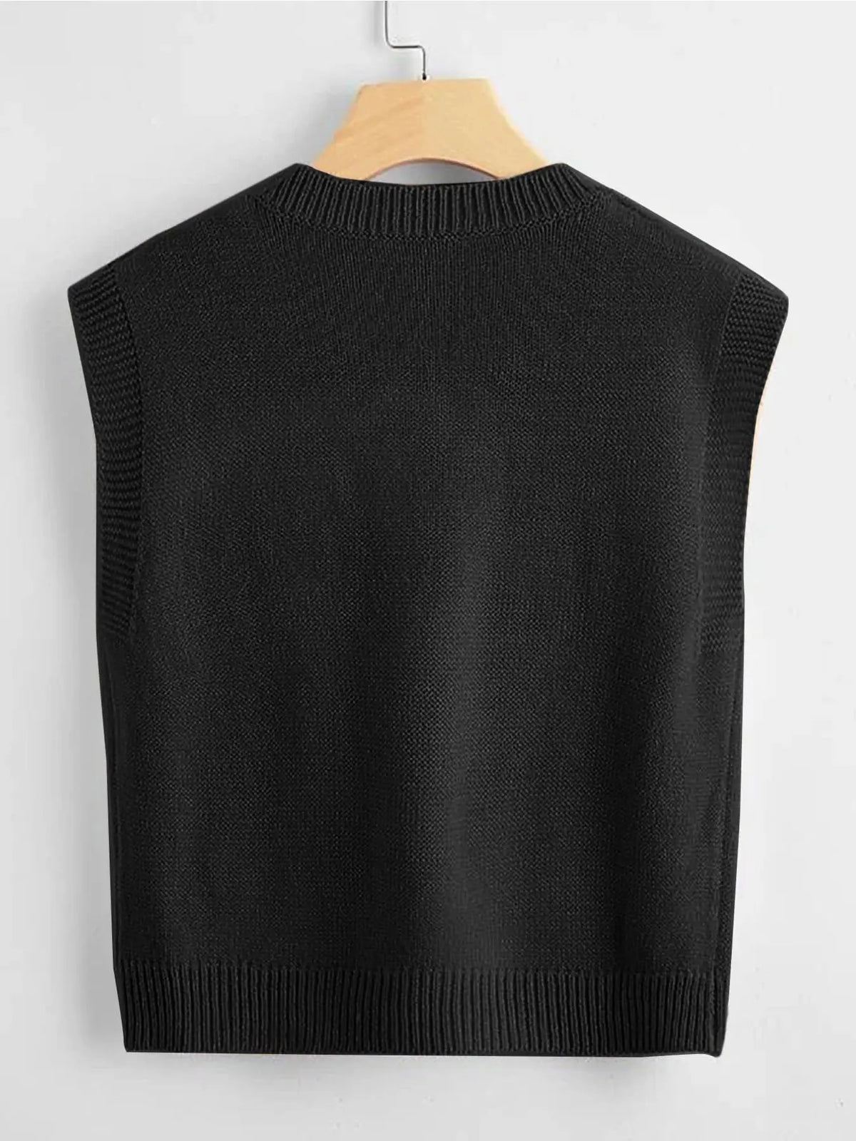 Women's V-Neck Knit Vest, Fashion Sleeveless Vest, New Early Autumn Layered Basic Solid Color Sweater Backless, Elegant Casual Chic Loose Fit Top, Comfortable Slimming Design, Knitted Vest Top