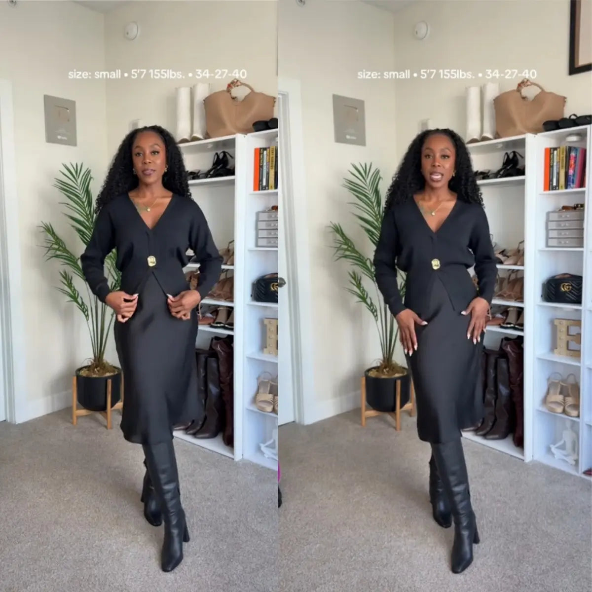 Tanming Women's Classic Elegant Knit V-Neck Waist-Defined Top, Sleeveless & Long Sleeve Options, Chic Metal Detail Blouse
