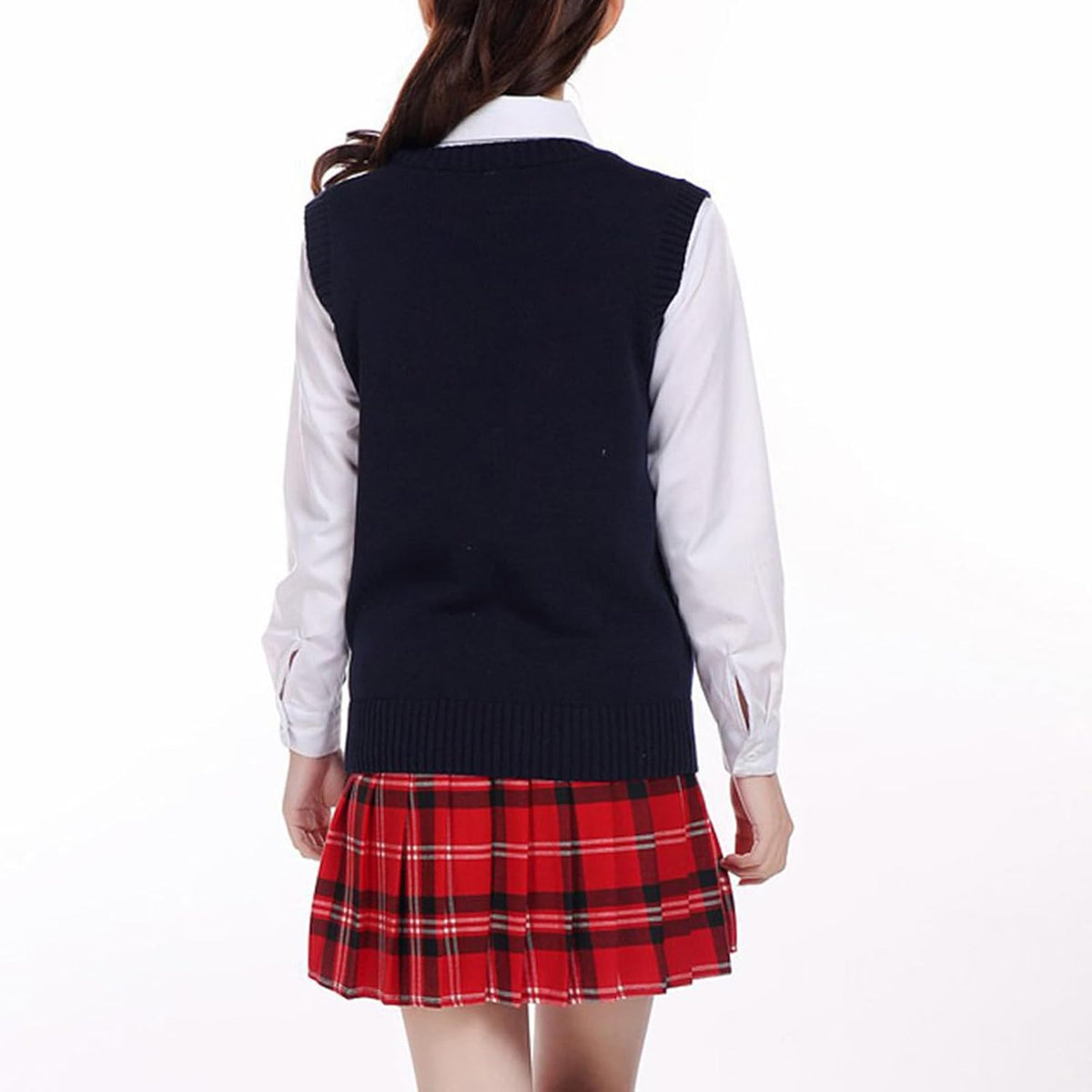 ZUEVI Women's Sweater Vest Classic V Neck Uniform Pullover Knitwear Tops