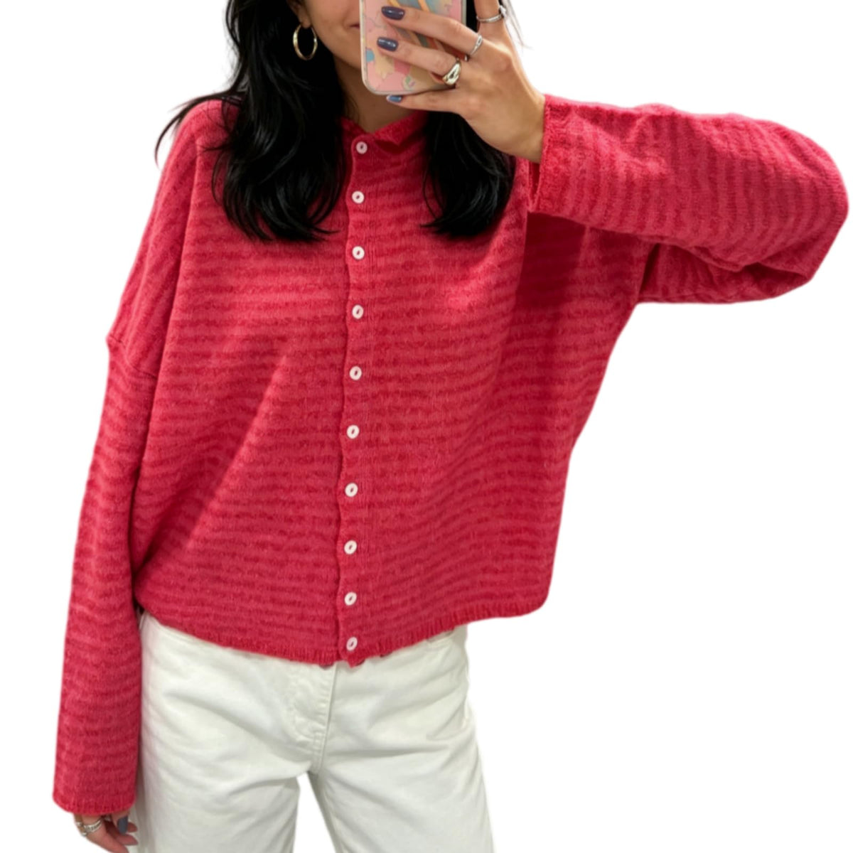 Women Knit Cardigan Sweaters Long Sleeve Button Down Loose Top