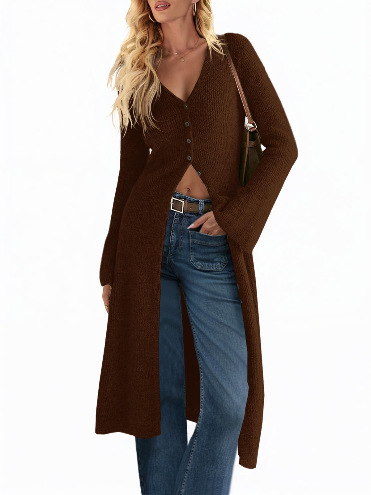 Saodimallsu Womens Long Cardigan Sweaters Button Down Midi Knit Dress
