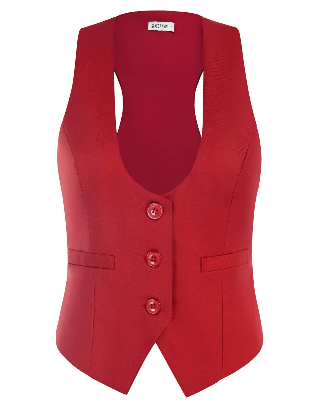 GRACE KARIN Women's Suit Vest Top, Dressy Casual Sleeveless Button Waistcoat, Fromal Steampunk Blazer for Work Office