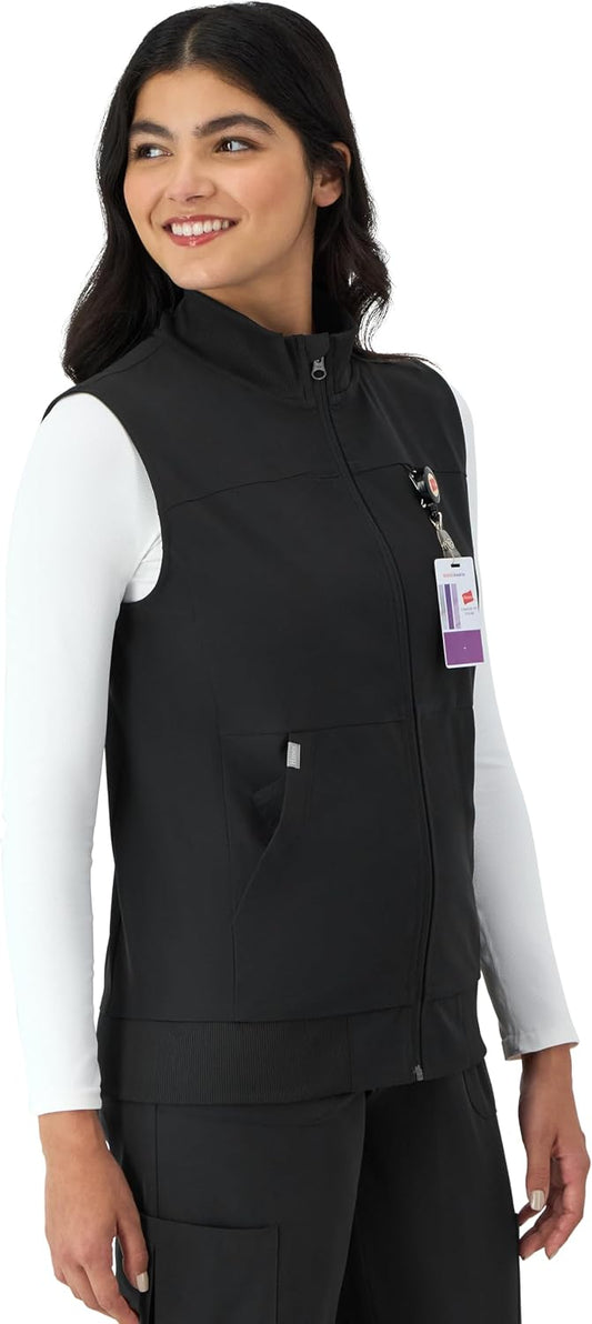 Hanes Women's Comfort Fit Scrubs Healthcare Vest, Moisture-Wicking Stretch Scrubs Vest for Women