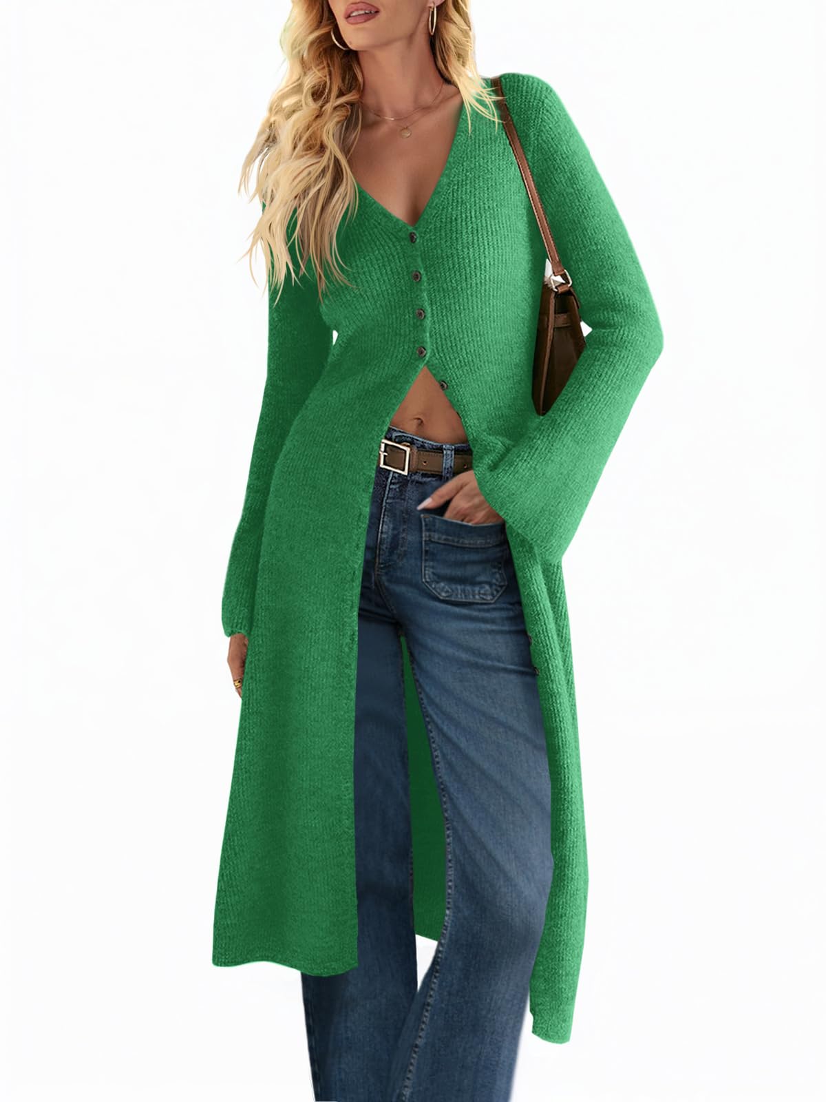 Saodimallsu Womens Long Cardigan Sweaters Button Down Midi Knit Dress