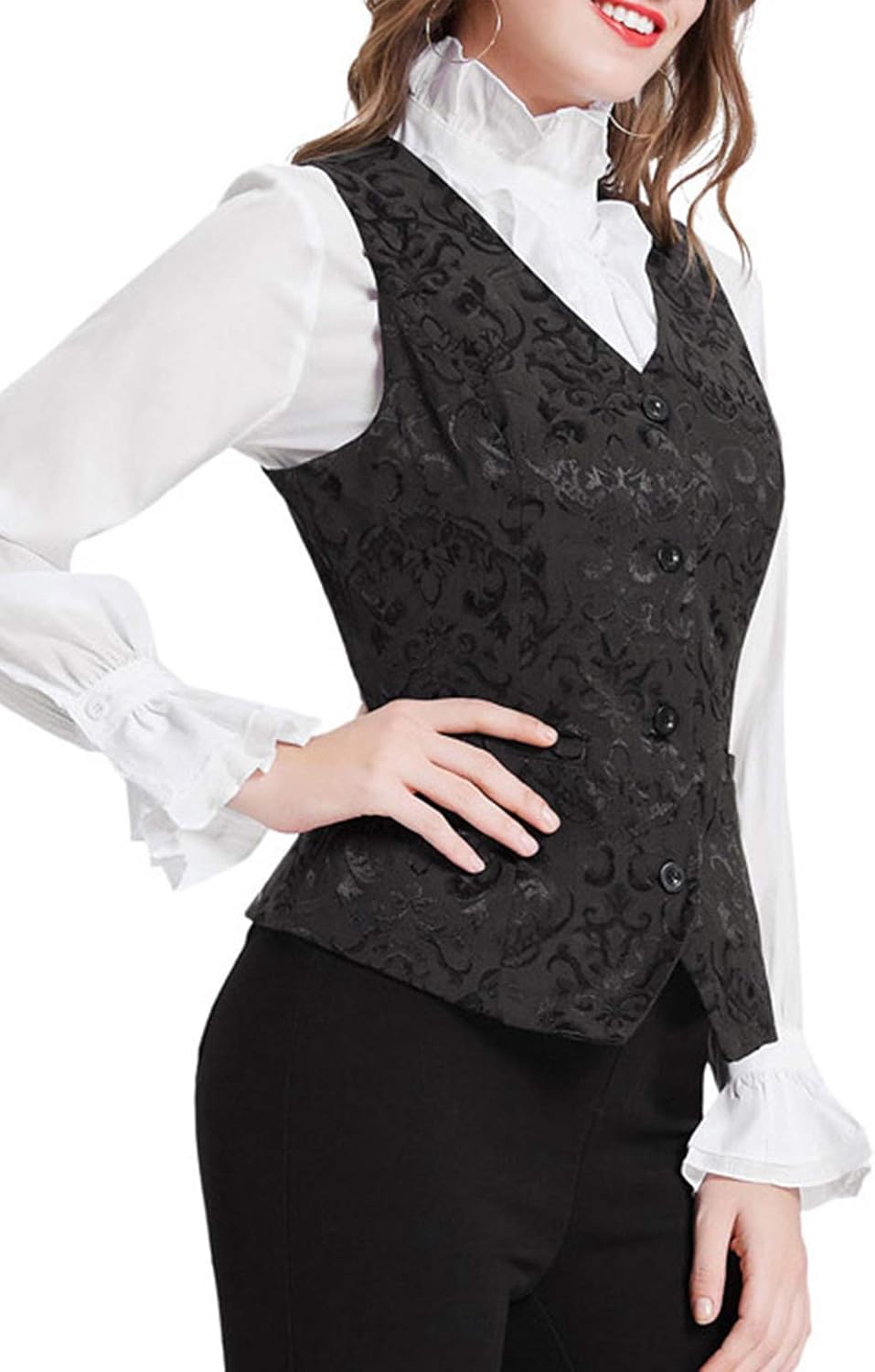 GRACE KARIN Womens Waistcoat Vest Vintage Steampunk Dress Jacquard Jacket