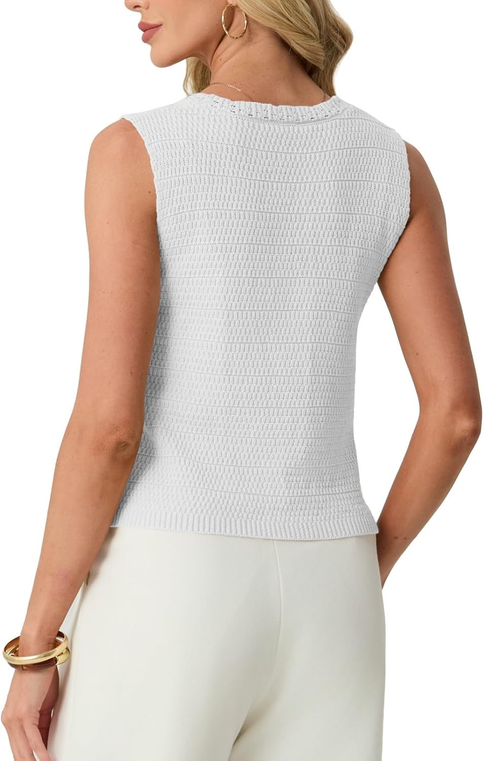 GRECERELLE Women's Summer Sleeveless V Neck Sweater Vest Knit Tank Top