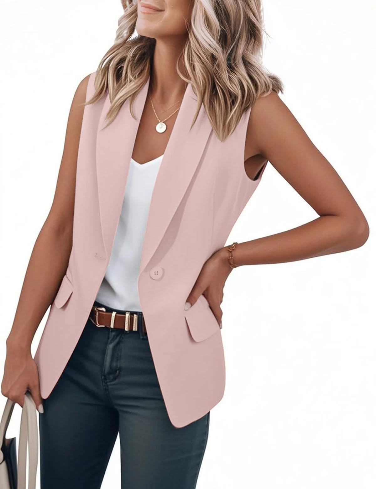 IDEALSANXUN Womens Vest Fashion Dressy Notch Lapel Sleeveless Blazer Suit Jackets Office Work Clothes