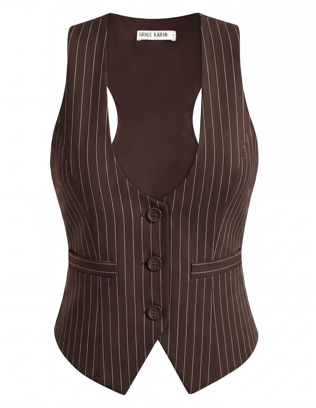 GRACE KARIN Women's Suit Vest Top, Dressy Casual Sleeveless Button Waistcoat, Fromal Steampunk Blazer for Work Office