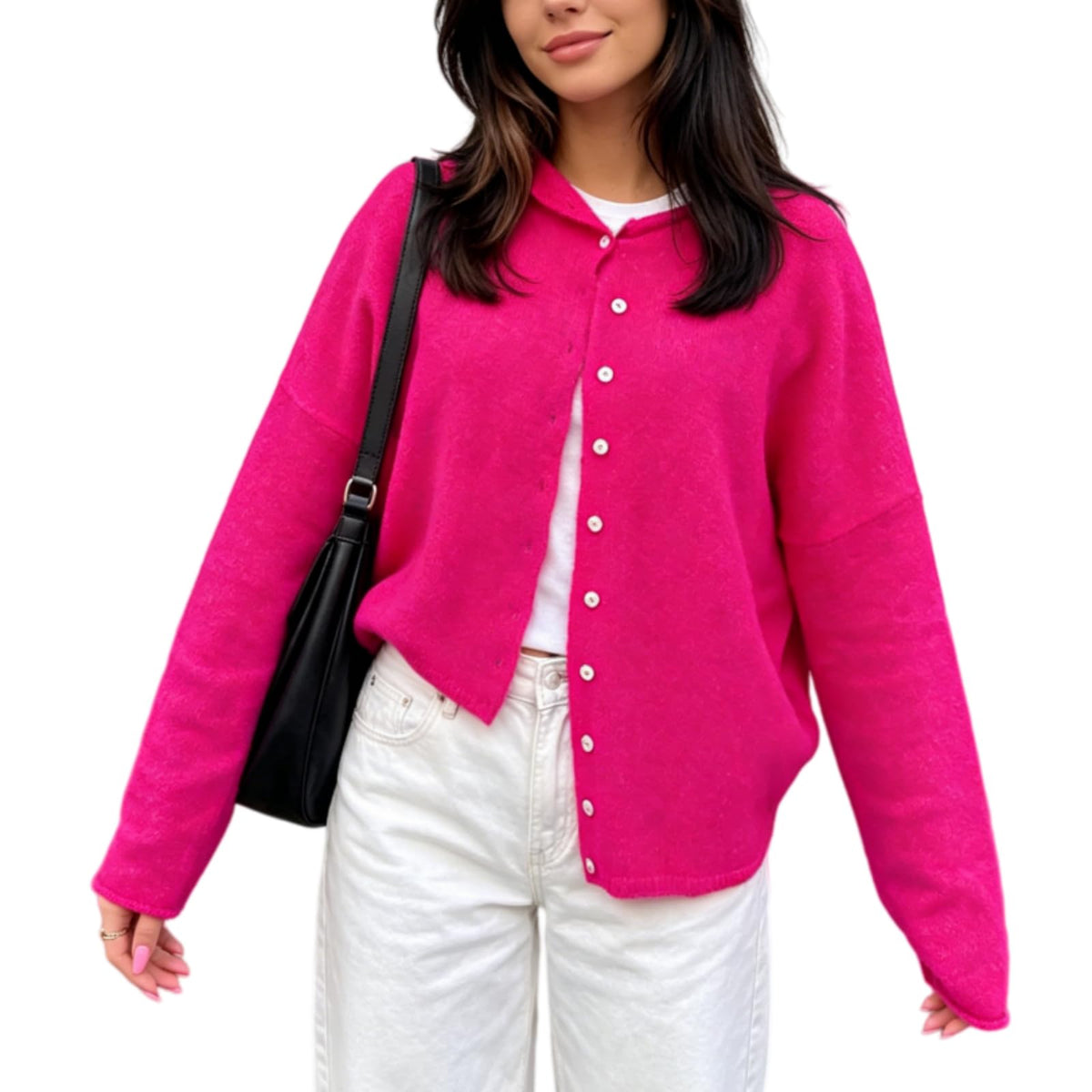 Women Knit Cardigan Sweaters Long Sleeve Button Down Loose Top