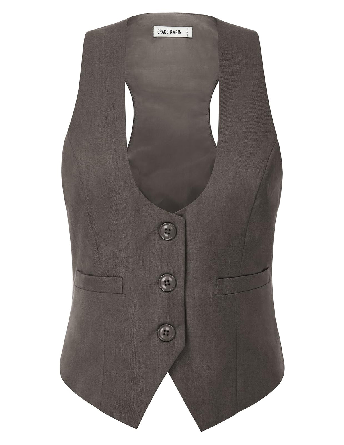 GRACE KARIN Women's Suit Vest Top, Dressy Casual Sleeveless Button Waistcoat, Fromal Steampunk Blazer for Work Office