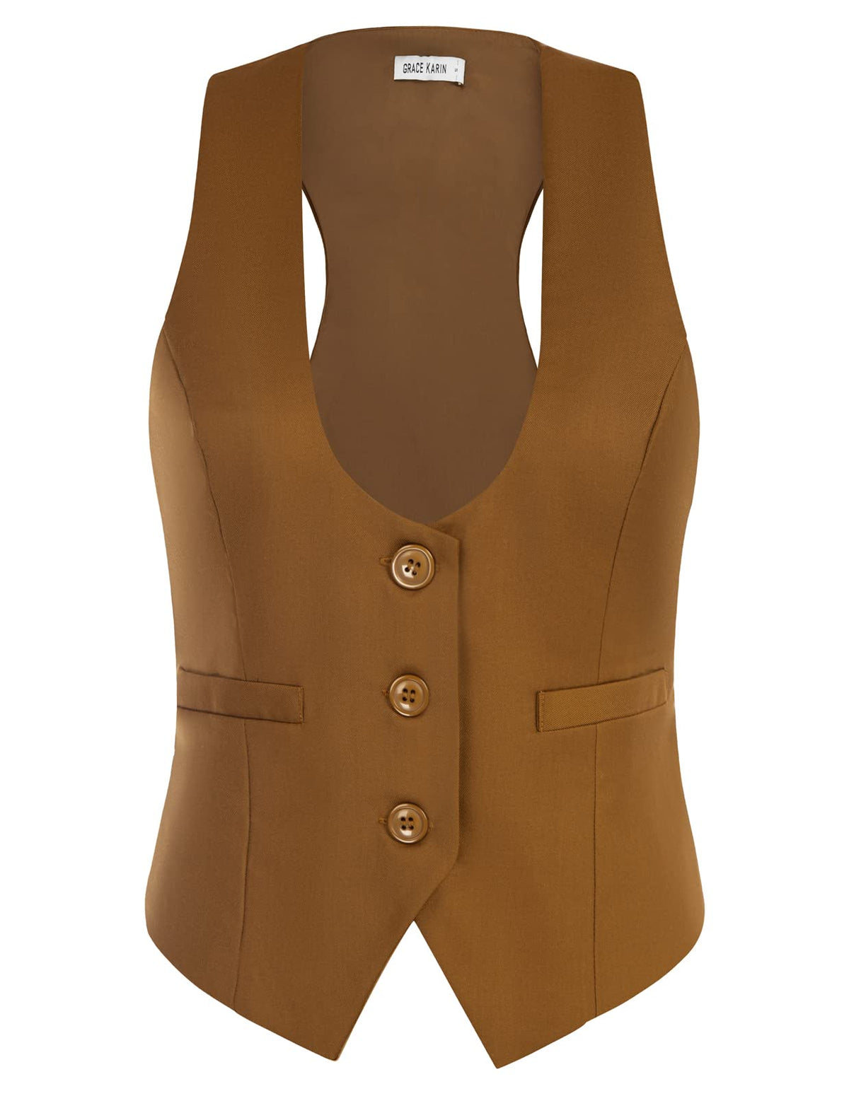 GRACE KARIN Women's Suit Vest Top, Dressy Casual Sleeveless Button Waistcoat, Fromal Steampunk Blazer for Work Office