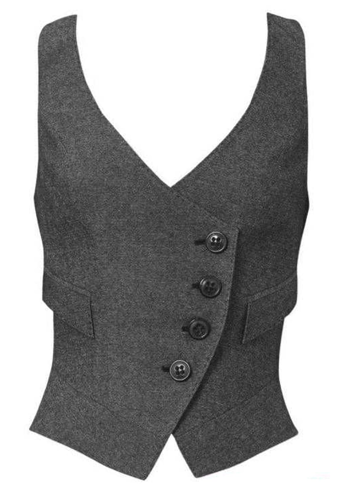 Women's Herringbone Tweed Waistcoat Slim-Fit Suit Vest